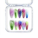 Naillover handmade almond press on nails from Singapore featuring bold neon red flames on a glossy white base.